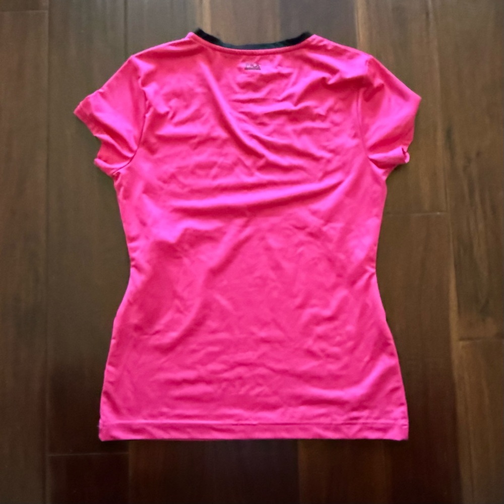 FILA Women's Bright Pink V-Neck Tee Size S - Picture 2 of 3